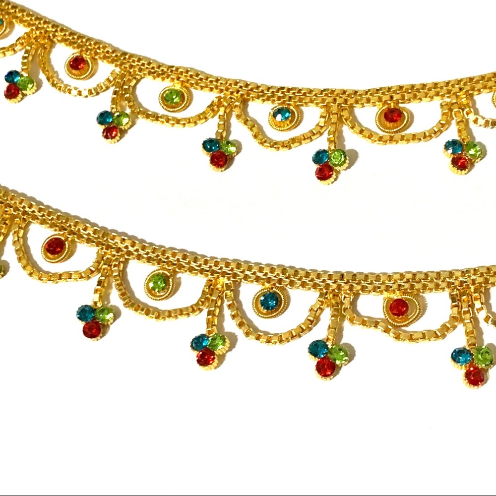 Indian Bollywood Bridal Gold Anklets Red Green